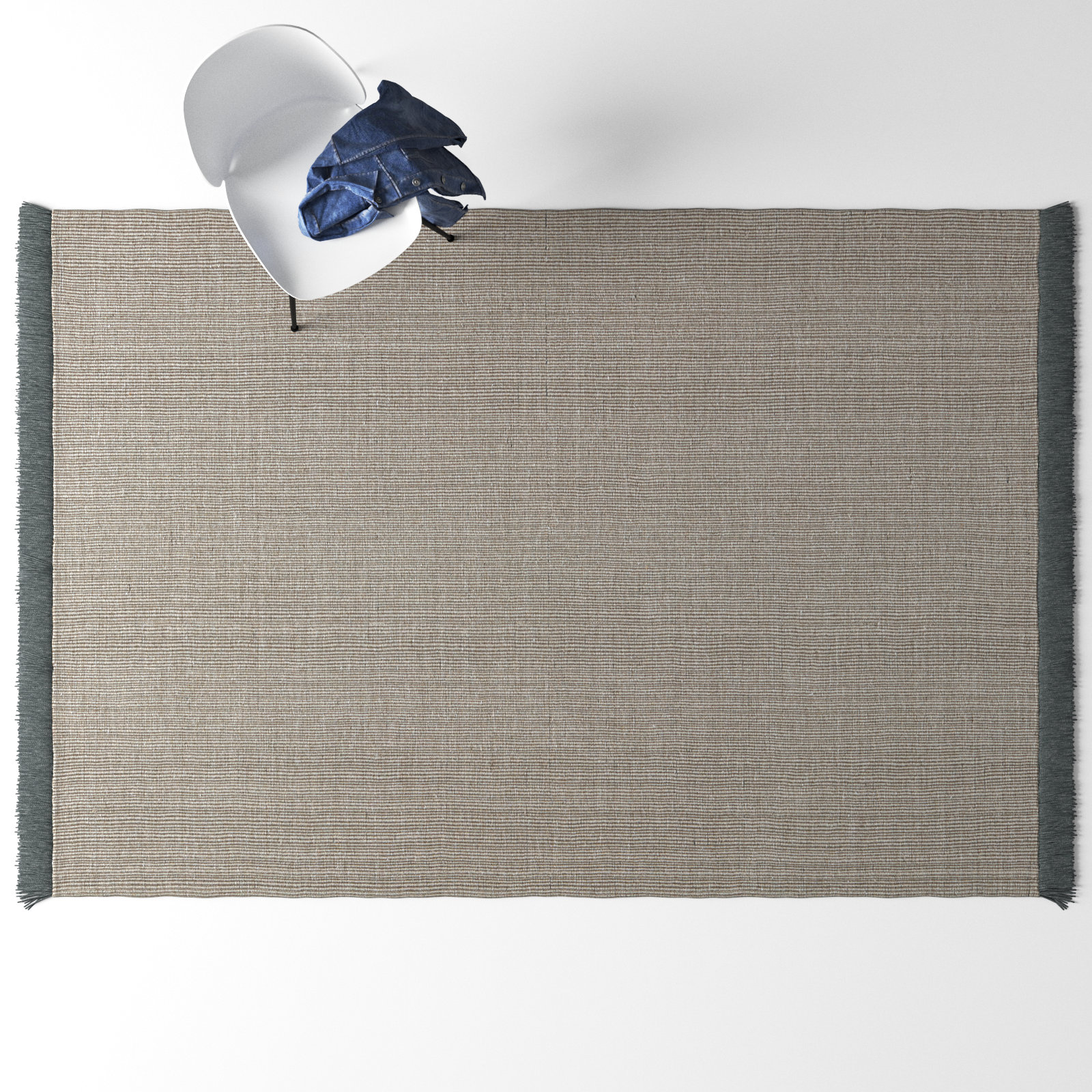 Asla Light Gray Dark Gray Hand-Woven Outdoor Rug, Rectangle 6' x 9'