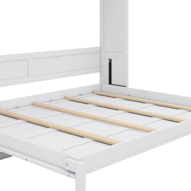 Lit mural moderne convertible pour petites chambres, Blanc, Grand lit