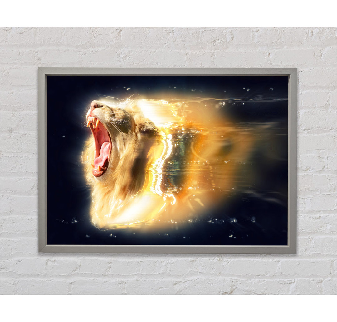 Lion Roaring Light - Einzelner Bilderrahmen Kunstdrucke auf Leinwand