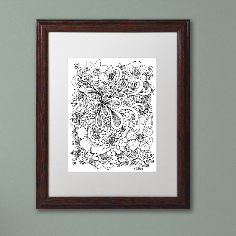 « zendoodle », impression sur toile encadrée, Blanc, H 20 po x l 16 po x P 0,5 po, Toile avec cadre noir