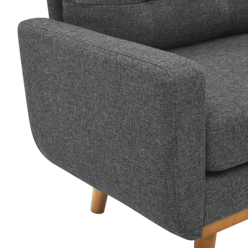 2 sièges Mid Century Modern rembourrés en gris foncé, 67,7 po de large, pour une petite dégustation de vin