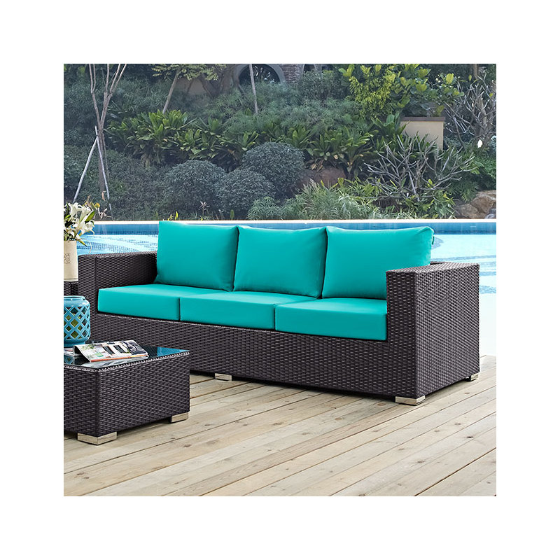 Modway Convene Outdoor Patio Sofa, Turquoise