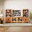 Entertainment Center With Bookshelves, 4-Piece Modular TV Stand With Storage Towers, Farmhouse Media Console With Glass Doors For Living Room, Bedroom, Mocha-1234007906