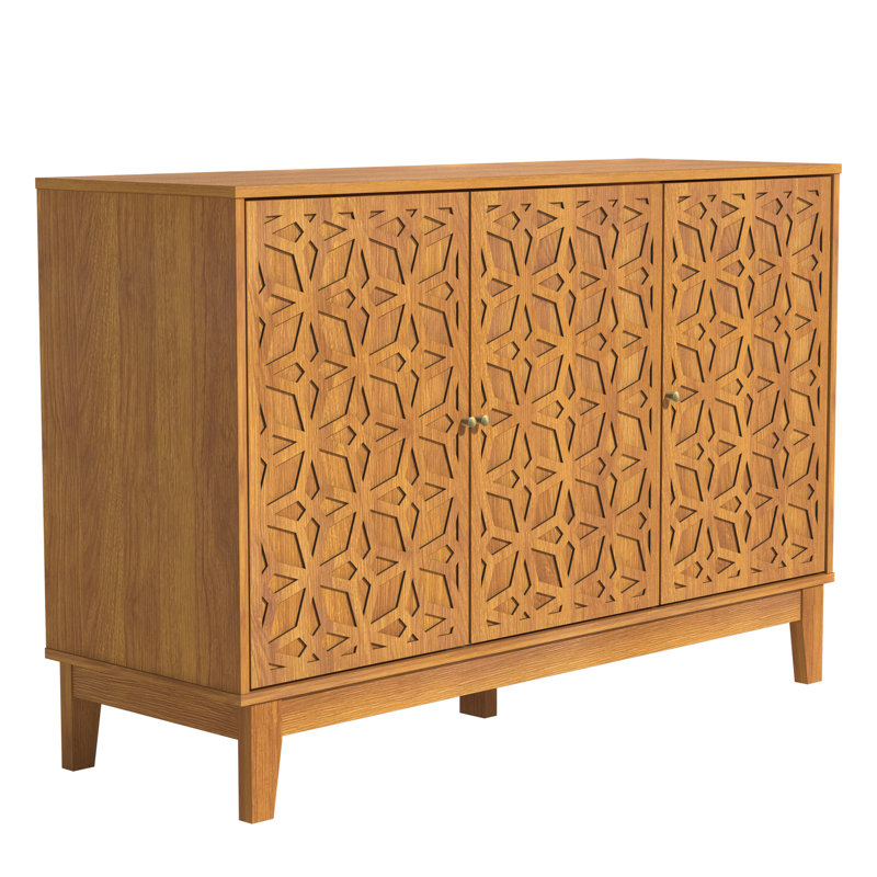 Glenford 45.94'' W 3 Door Sideboard Buffet with Adjustable Shelves, Honey Brown