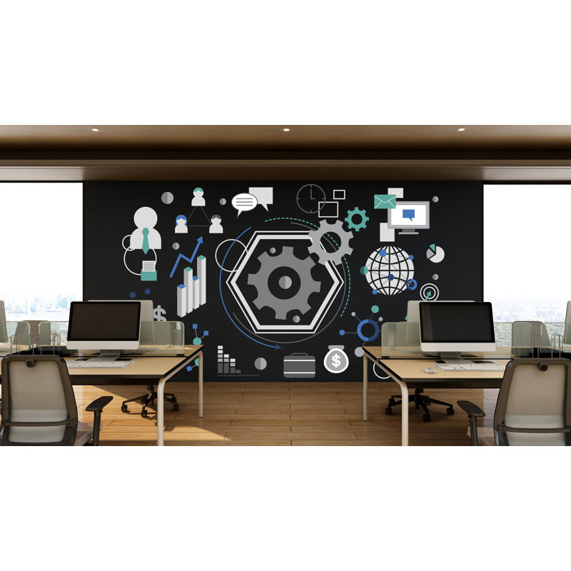 Décalcomanie murale, plan stratégique, travail d'équipe, autocollant de bureau de vente, H 21 po x l 35 po