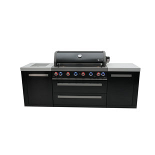 Îlot de cuisine extérieur en acier inoxydable noir de 44 po Montii MAi805-BSS