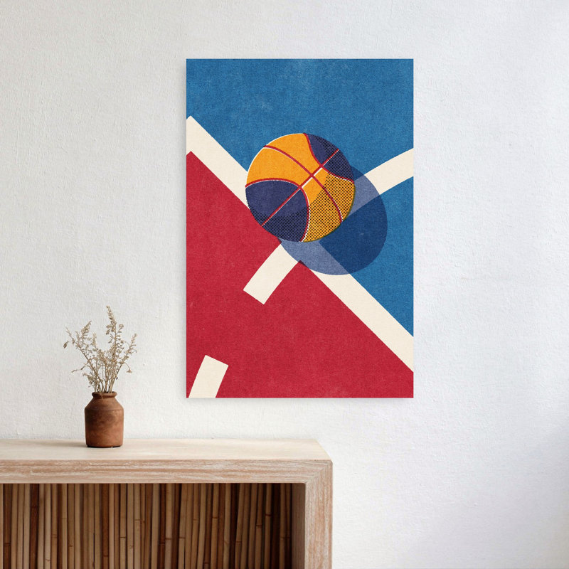 «Retro Court Basketball», art mural rétro audacieux, 24" H x 16" W