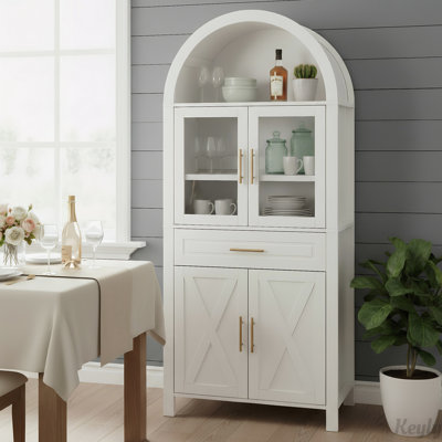 Grand garde-manger arqué 71 po avec porte vitrée 71 po