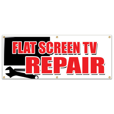 FLAT SCREEN TV REPAIR BANNER SIGN Service Plasma Lcd Fix Service Sales