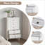 Commode, armoire de rangement blanche moderne à 5 tiroirs avec pieds en bois massif | Blanc | Bois