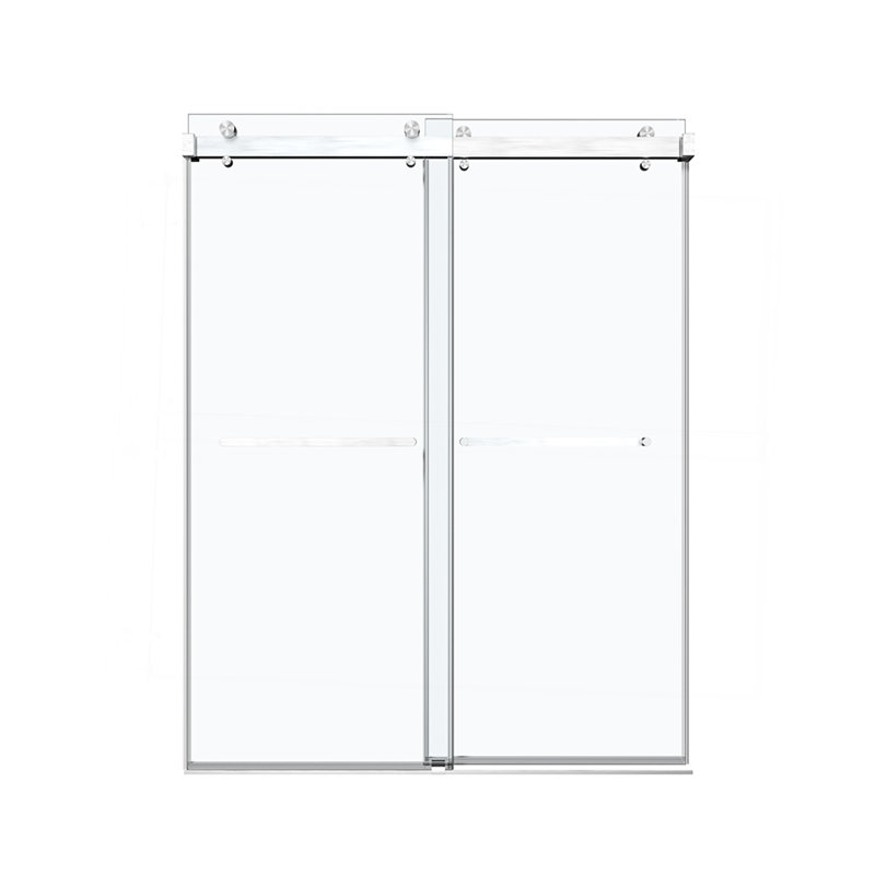 Porte de douche coulissante double sans cadre de 44 à 48 po x H 76 po avec verre transparent de 3/8 po (10 mm), Nickel brossé