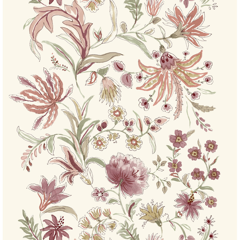 Papier peint à rayures Teonna, Mauve