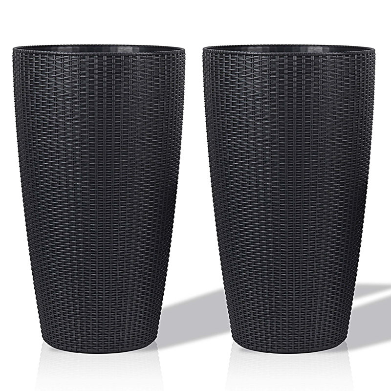 Indoor/Outdoor Modern The appearance is made of imitation rattan Design Planter,22.5 inch Plastic Large Plant Pot With Automatic Watering System for Home and Garden  (22.5 inch - 2 Pack)