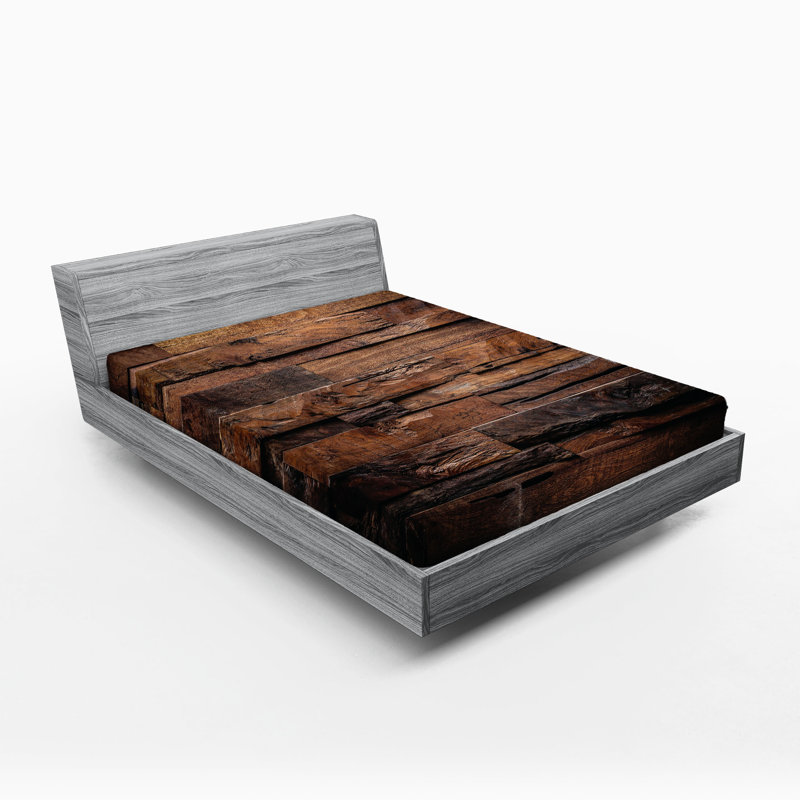 Drap-housse Ambesonne, paquet de 2, Drap-housse de taille double, Brun foncé / bois brun / déclin