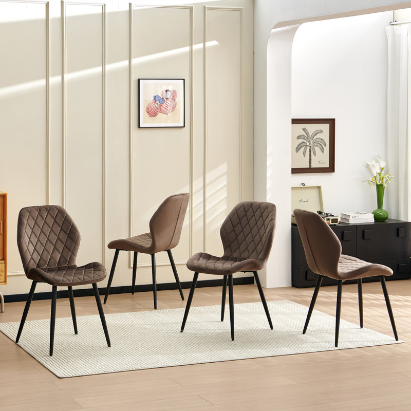 Norred Velvet Dining Chairs Upholstered seat, Brown