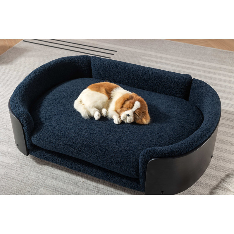 Canapé pour chien en bois massif Inira, Bleu foncé / noir, L 30,7 po x P 20,08 po x H 9,85 po