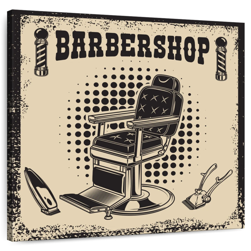 Enseigne murale rétro Khylige Barbershop, H 24 po x l 24 po