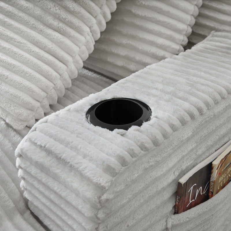 Méridienne double compressible avec porte-gobelets - aucun assemblage requis, causeuse moelleuse moderne pour lire dans la chambre à coucher