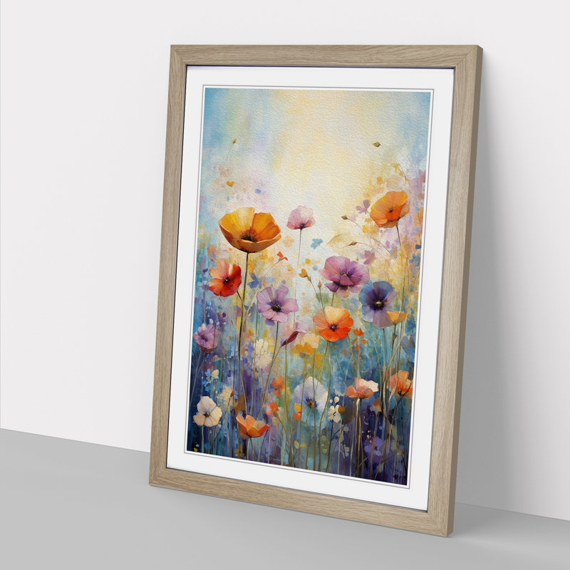 Wildflowers Abstract Art - Framed Print, Oak Framed, 46cm H x 34cm W