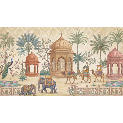 Mughal Palace Wallpaper Indian Garden Elephants Wall Mural