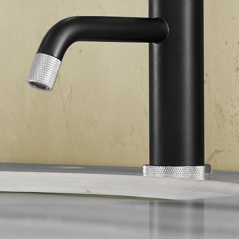 Topcraft Single Handle Single Hole Modern Bathroom Sink Faucet, Matte Black/Brushed Nickel