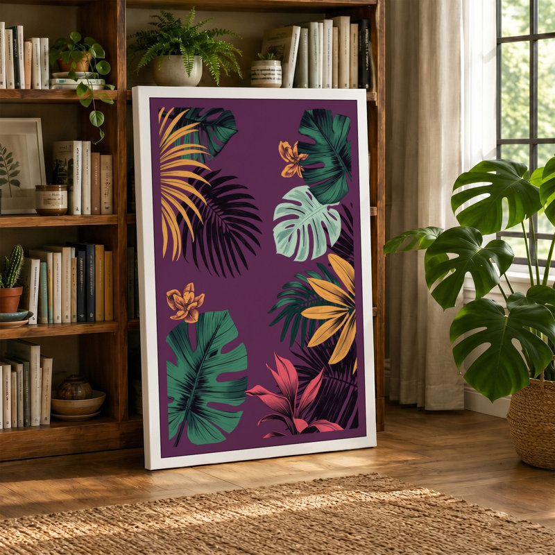 Tropical Garden Botanical - Wrapped Canvas, 36x24 - 91.4 x 61.0 cm, Cream Border