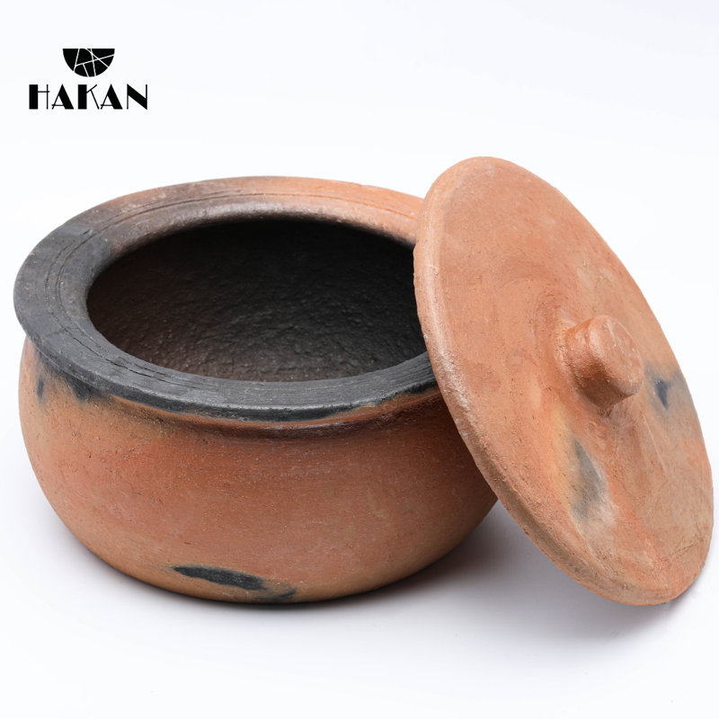Large Unglazed Terracotta Clay Cooking Pot with Lid
