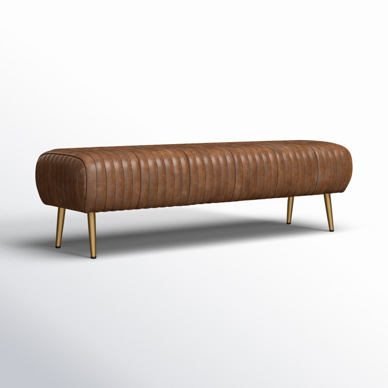 Endora Leather Bench, Cappuccino Genuine Leather, Brown