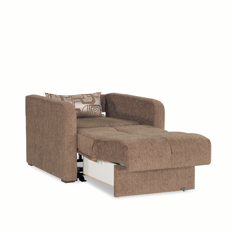 Annaleya Fabric Upholstered Convertible 3-in-1 Sleeper Arm Chair With Storage, Brown