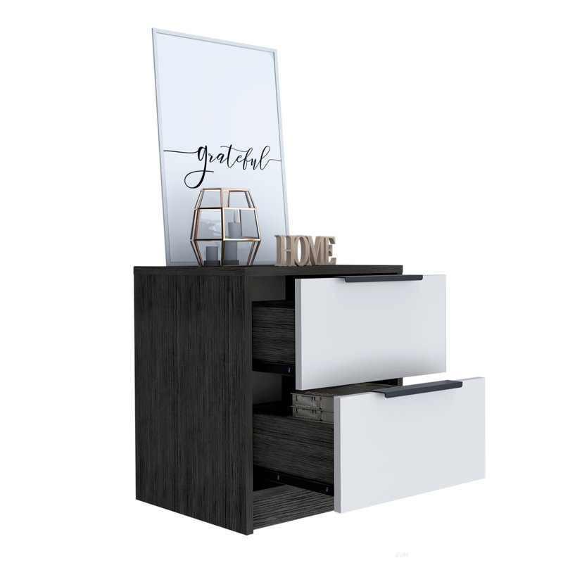 Design moderne et belle table de chevet combinée, deux grands tiroirs