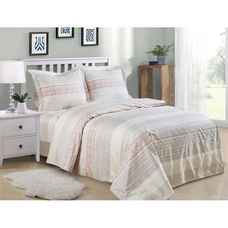 Ensemble de housse de couette French Cream Rose, Housse de couette simple très longue + 5 pièces 