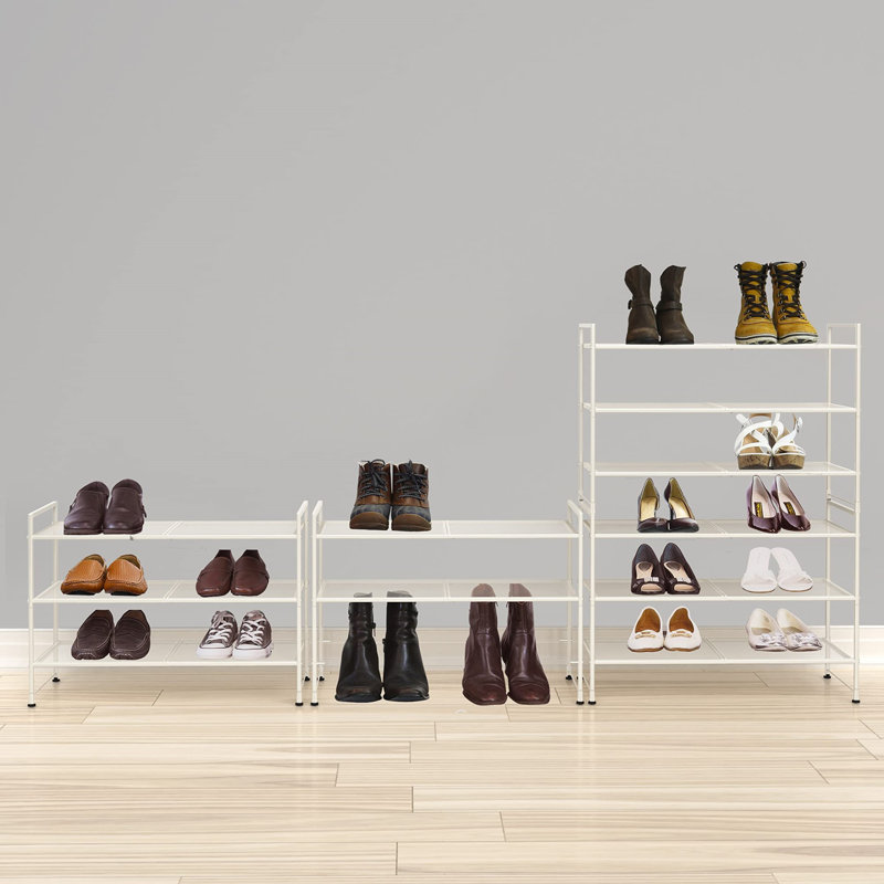 9 Pair Stackable Shoe Rack, White