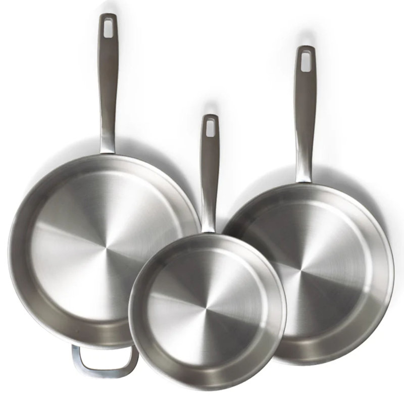 Professional 3-Piece Stainless Steel Non-Stick Frying Pan Set