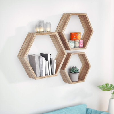 Lakefield 3 Piece Hexagon Floating Shelf