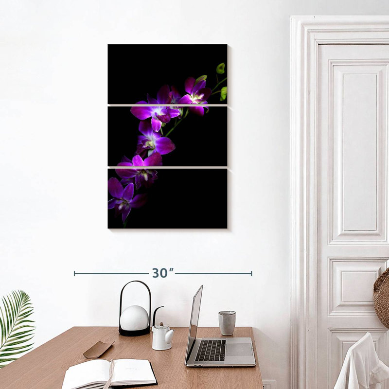 Orchidées mauves Dendrobium, H 32 po x l 20 po
