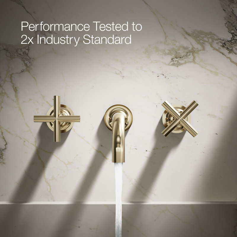 Purist® Wall Mounted Bathroom Faucet, Cross Handle, Vibrant French Gold
