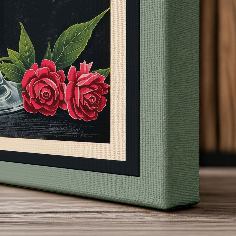 Flower Market Cocktail Art Deco - Wrapped Canvas, 30x20 - 76.2 x 50.8 cm, Sage Border