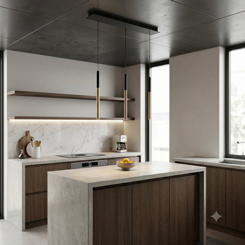 Baileyton 3 - Light Kitchen Island Pendant, Black Top and Brushed Brass