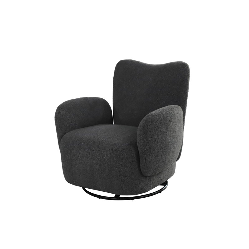 Chaise avec accoudoirs pivotante en tissu Atlas, H 28 po x l 44,9 po x P 38,6 po, Noir