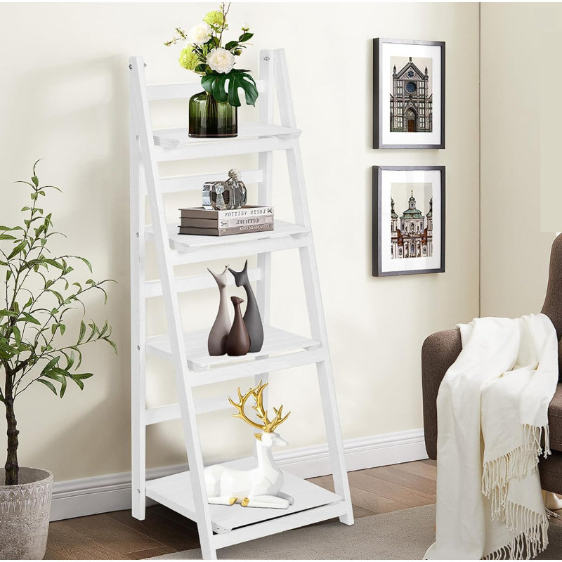 Support pour plante en bois massif Eri, Blanc