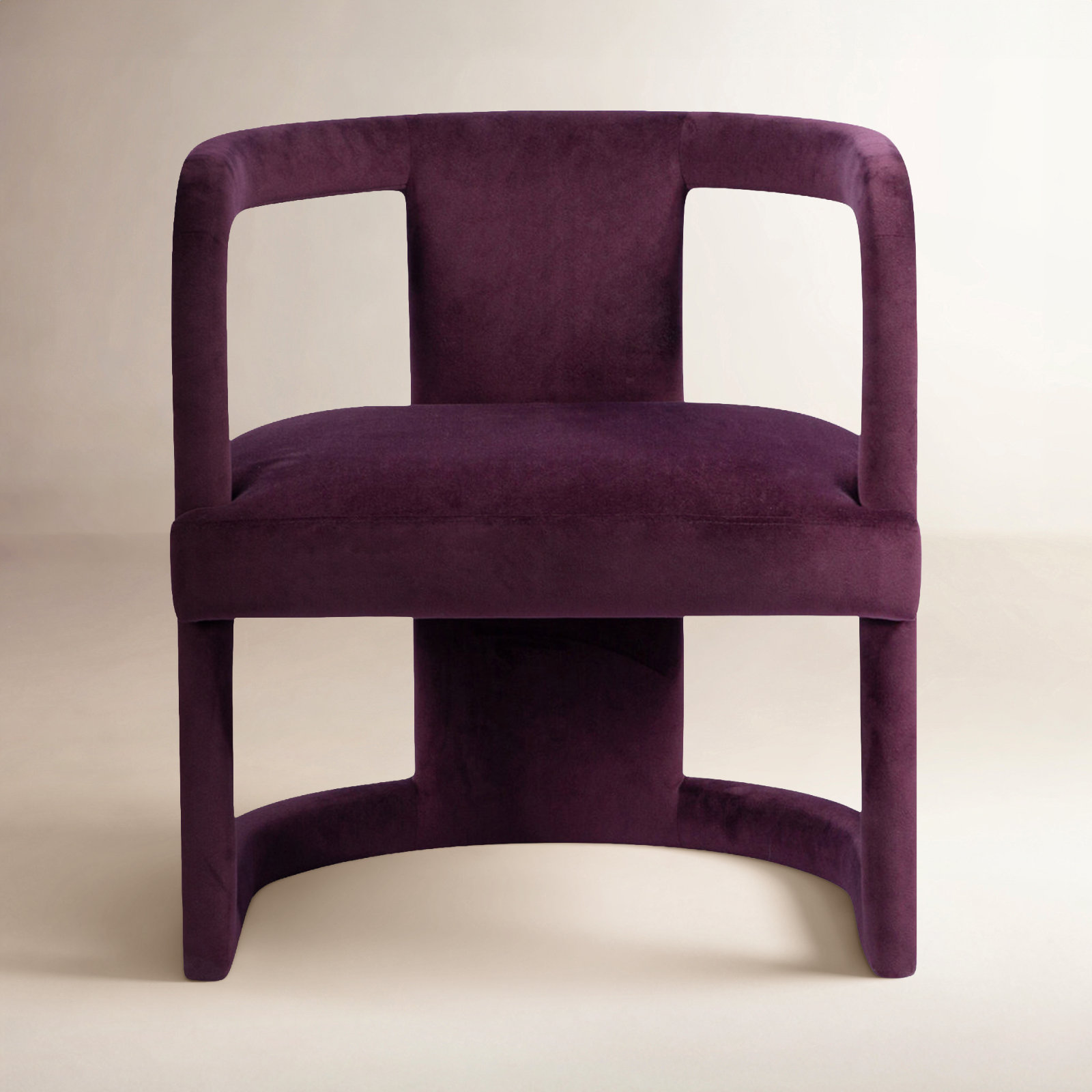 Nolita Mahogany Barrel Chair, Stax Plum Performance Velvet