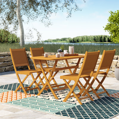 Blaser Wood Patio Dining Set with Rectangular Table
