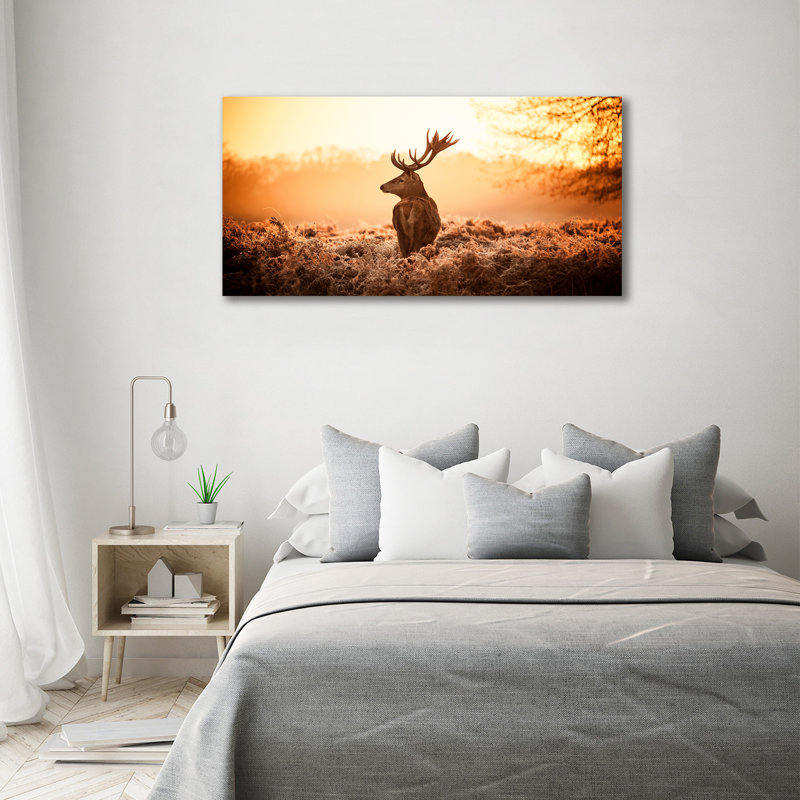 Deer Sunrise - No Frame Print, Canvas, 70cm H x 140cm W