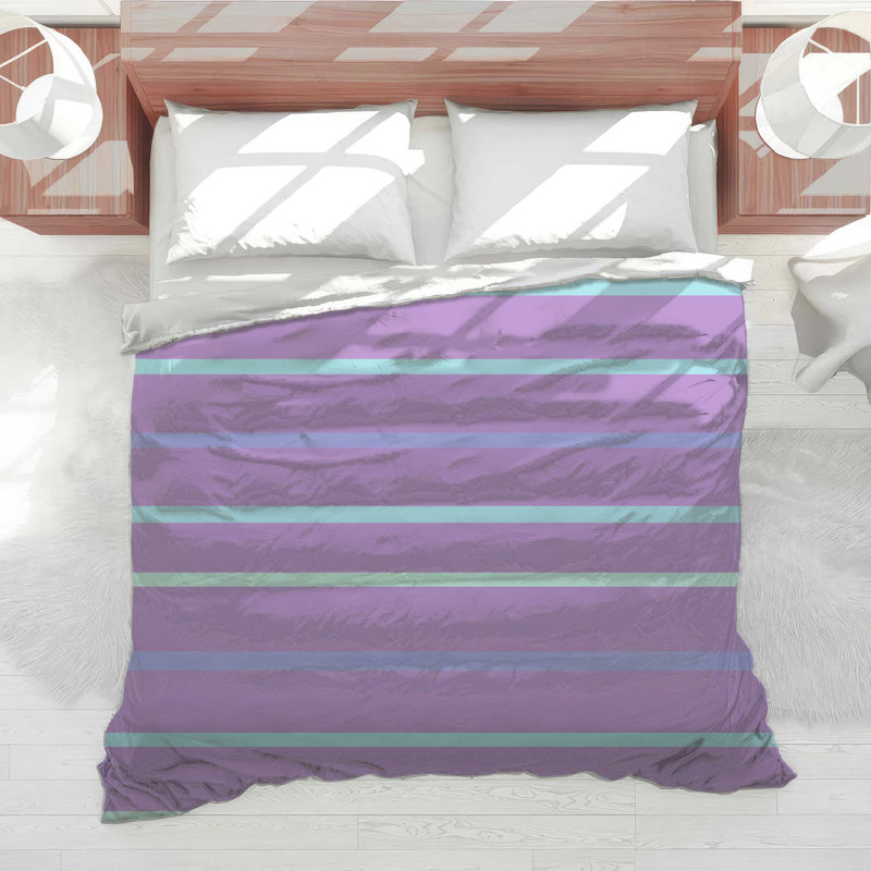 Purple Blue Striped Comforter, King
