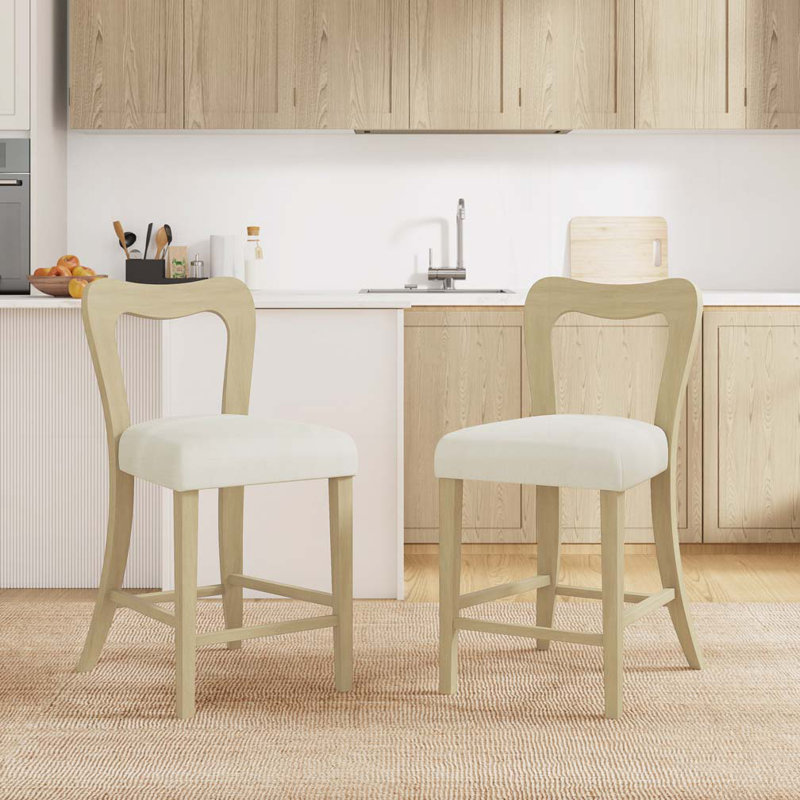 Tabouret de comptoir en bois massif, tabourets de bar, Bois de frêne naturel, Beige