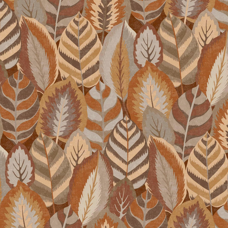 A4 Sample-Sublime Arty Leaves Floral Wallpaper, Brown