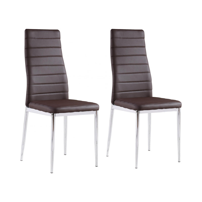 Ginnifer Upholstered Dining Chair, Grey, Chrome