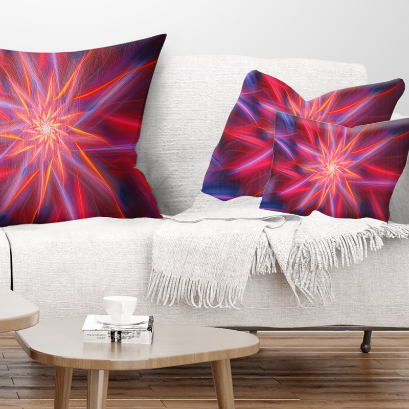 Coussin lombaire floral à fleurs exotiques, Rouge / Mauve
