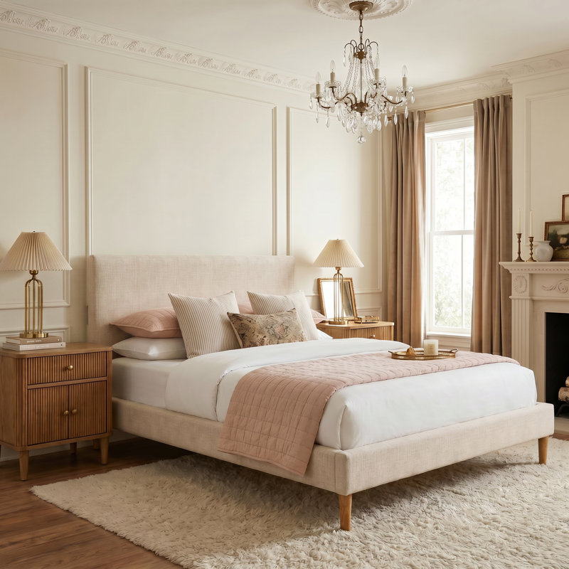 Olivet Platform Bed, Classic Talc Linen, Full