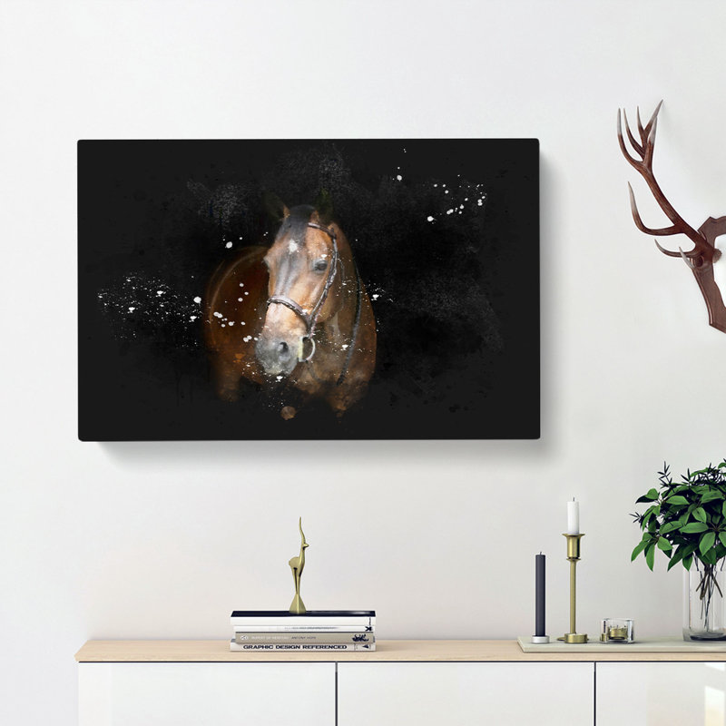 Brown Horse In The Shadows - Wrapped Canvas, 50cm H x 76cm W x 3cm D